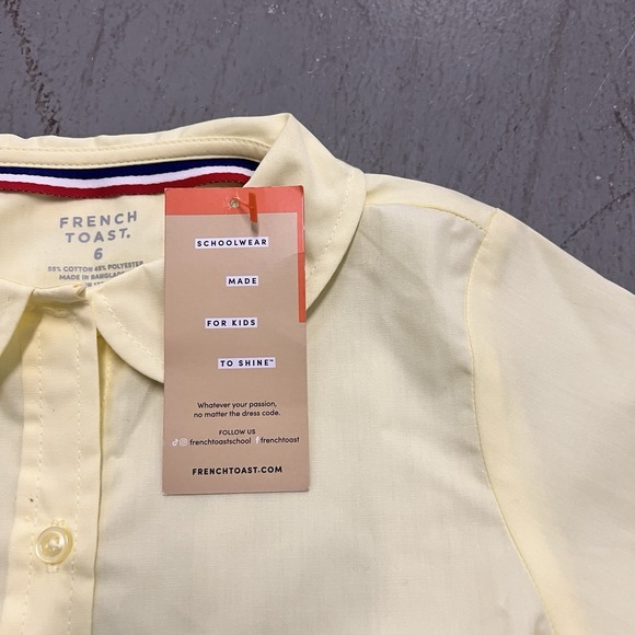 French Toast Girls Light Blue Short Sleeve Peter Pan Collar Uniform Blouse Sz 6 - Picture 2 of 5